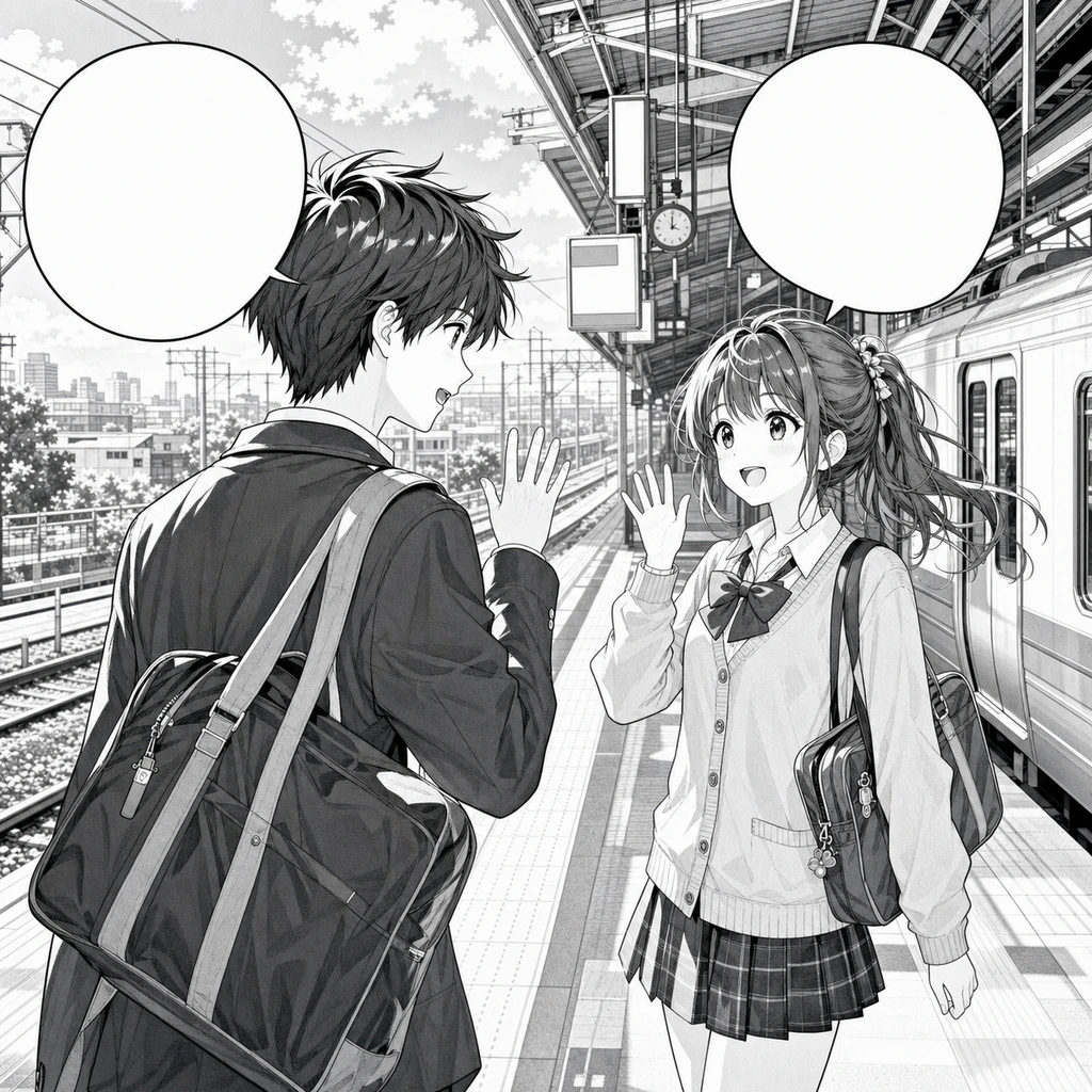 Before: Black-and-white manga source panel ready for AI colorization