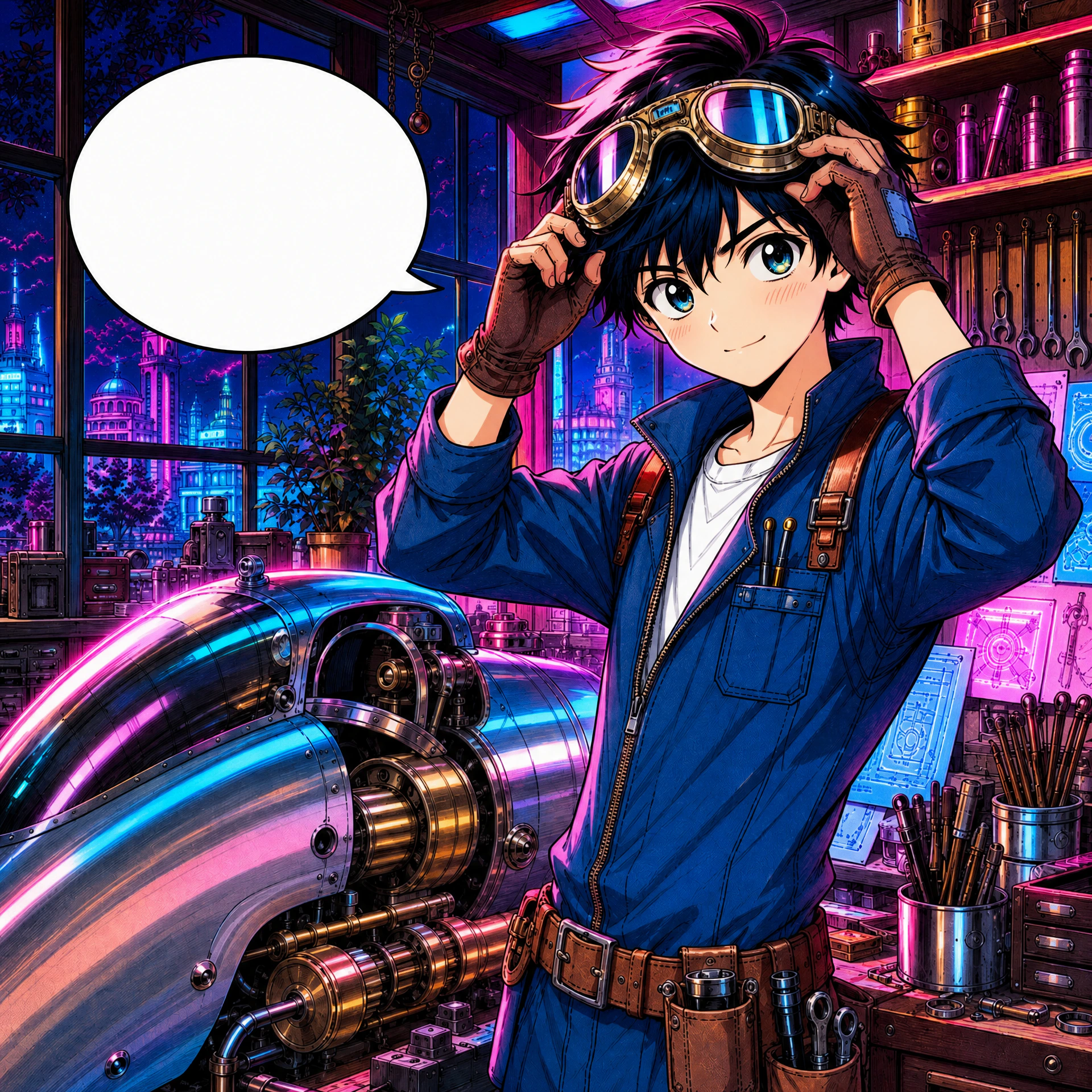 After: Black-and-white manga workshop source panel for AI colorization