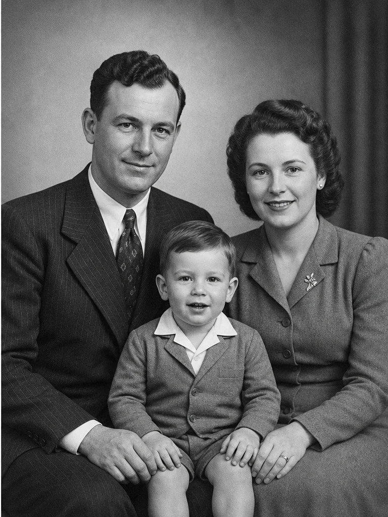 After: Before and after AI photo restoration example