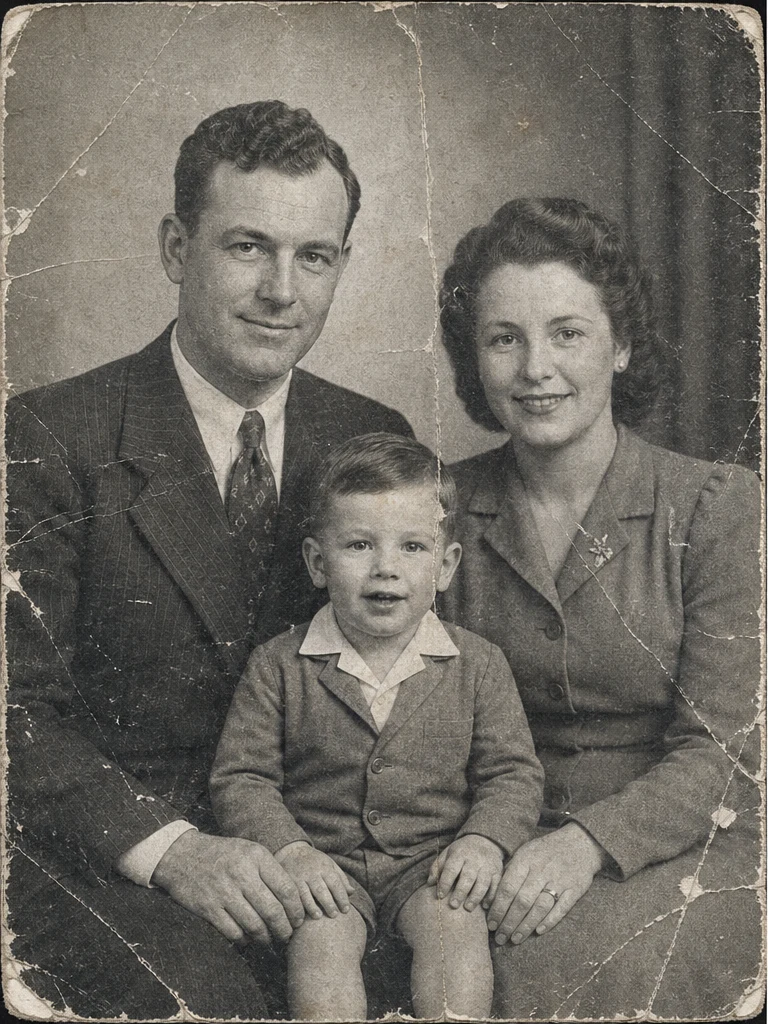 Before: Before and after AI photo restoration example