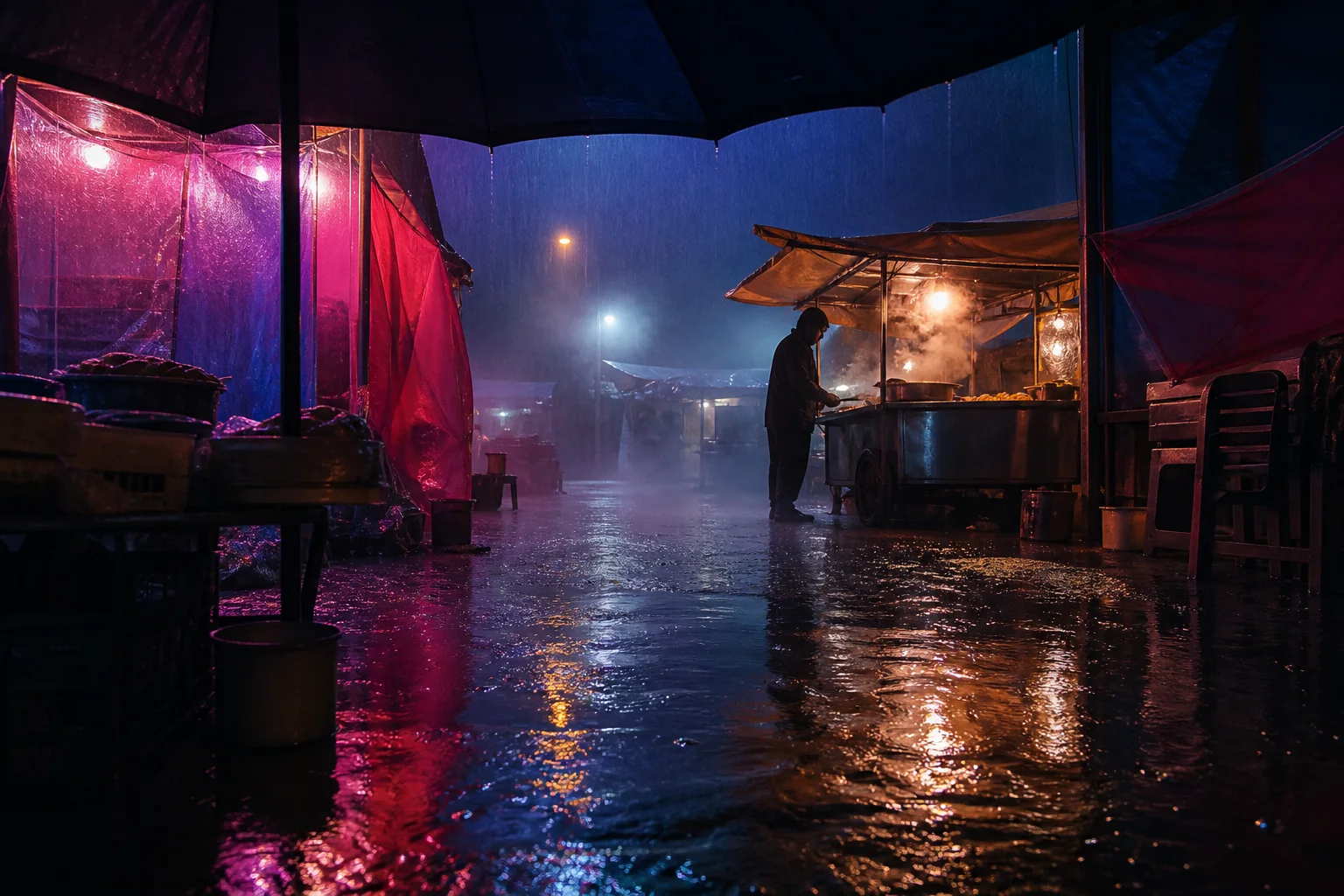 Night market street photography prompt starter tile by Video Studio AI