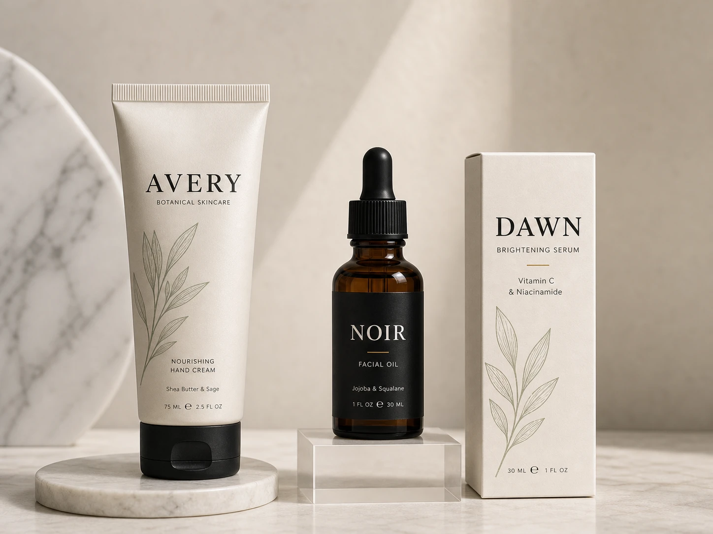Skincare packaging visual edited from a reference image