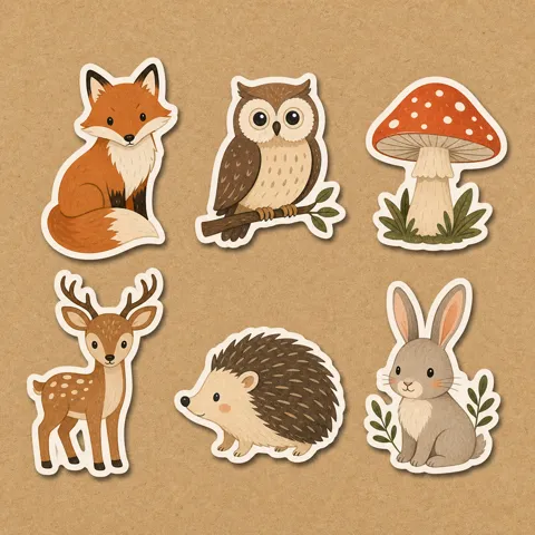Animal reference turned into a hand-drawn die-cut sticker pack