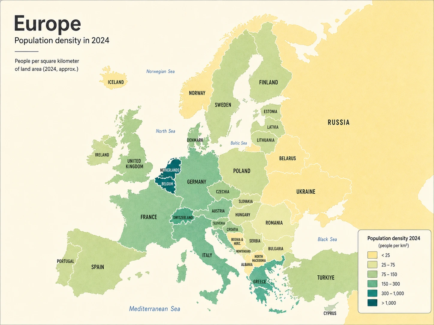 Nano Banana 2 Europe population density map example