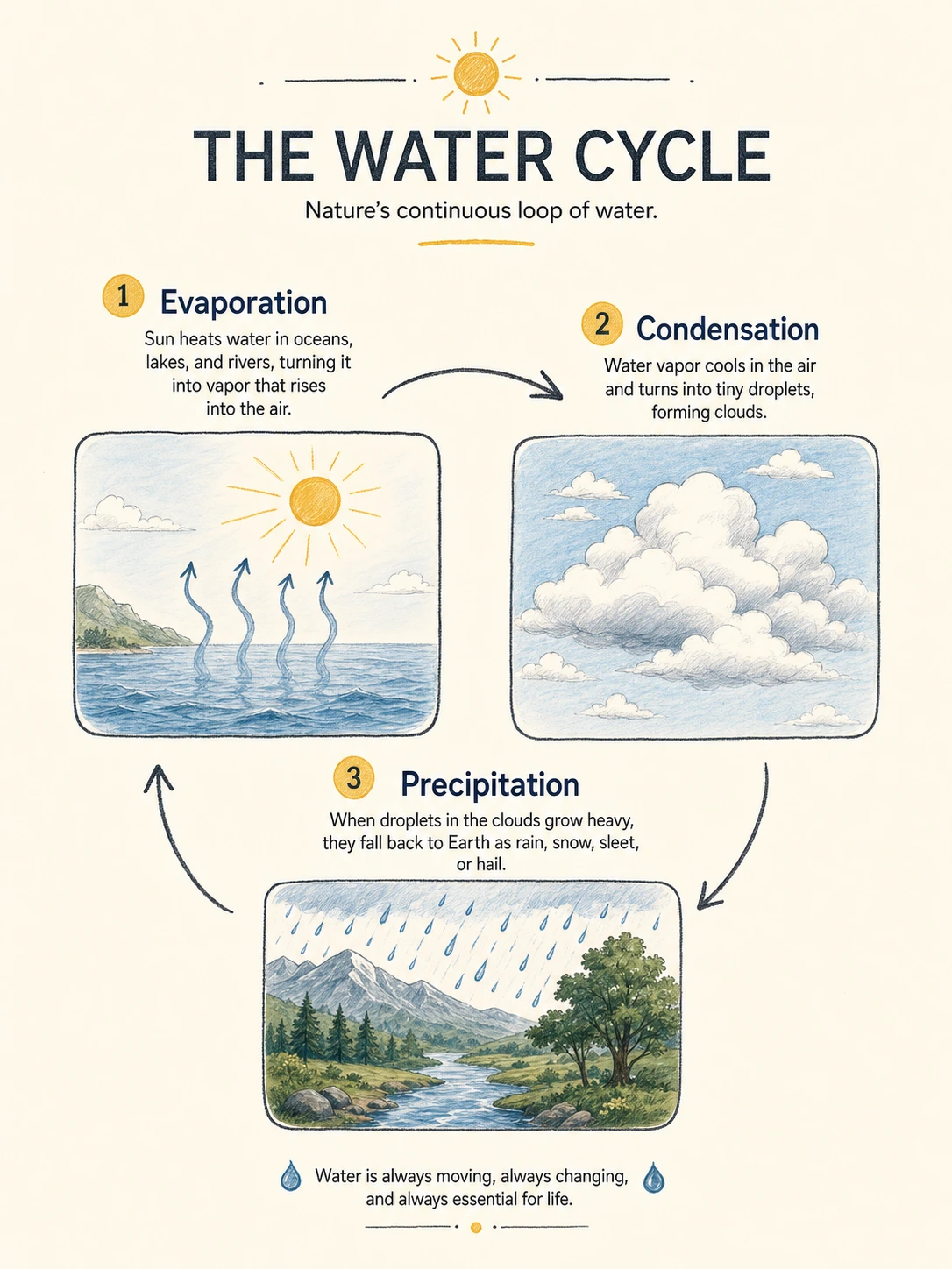Nano Banana 2 water cycle infographic example