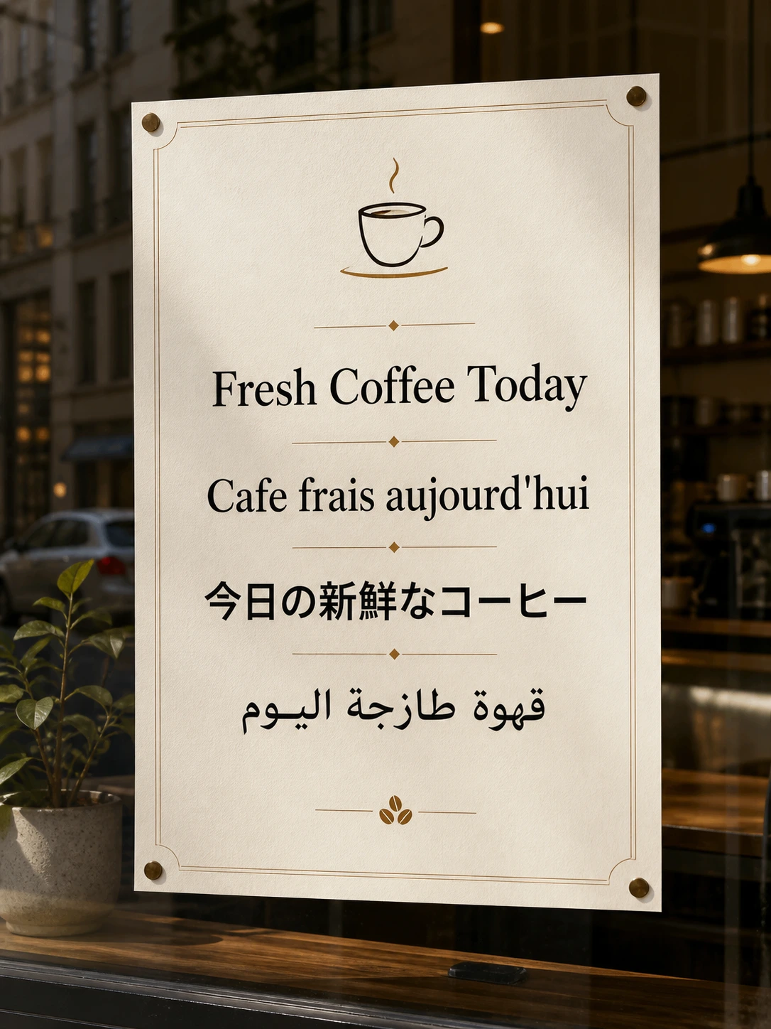 Nano Banana 2 multilingual coffee shop poster example