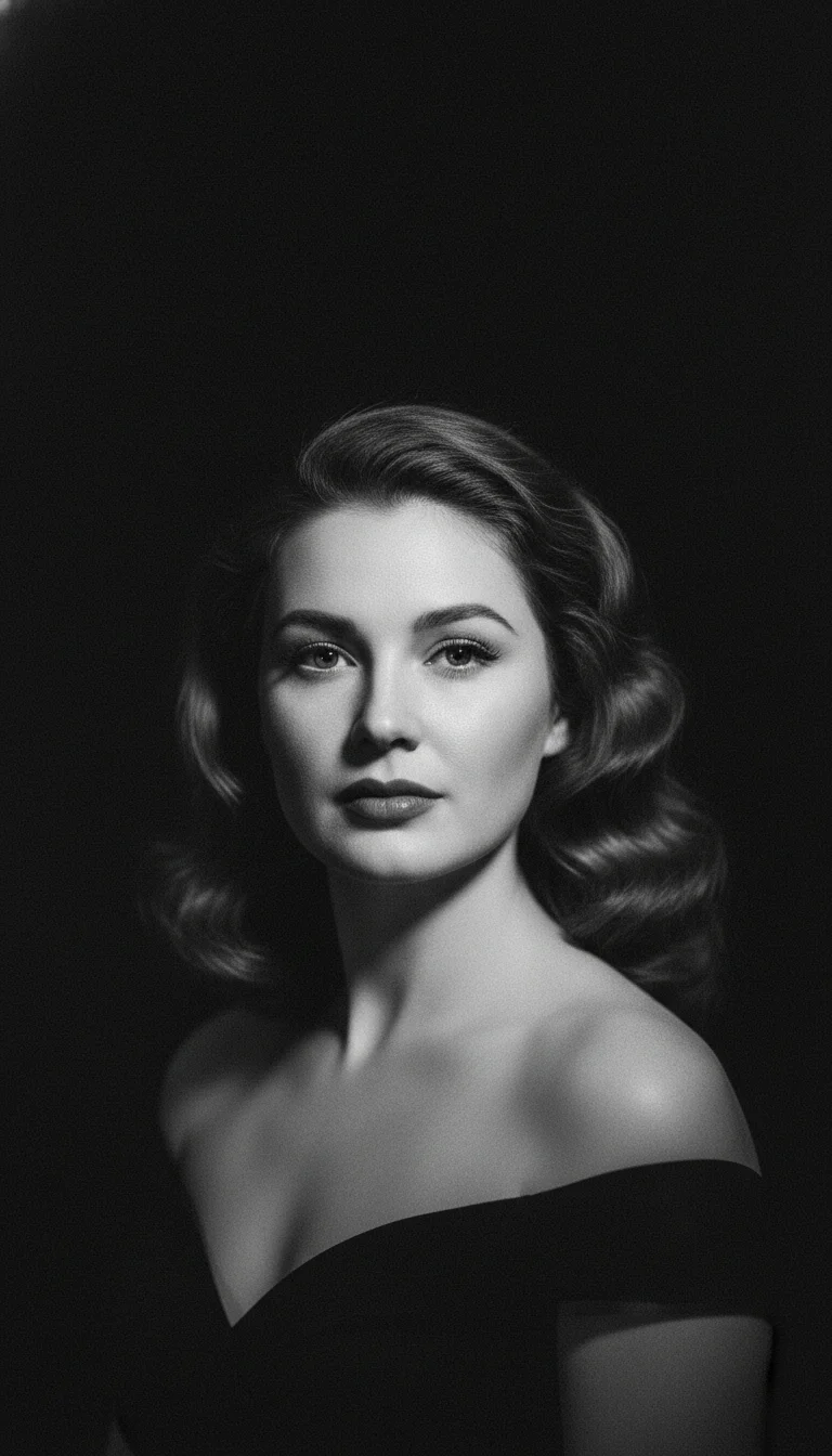 Old Hollywood beauty portrait with butterfly glamour lighting and deep blacks — black and white portrait prompt for Video Studio AI