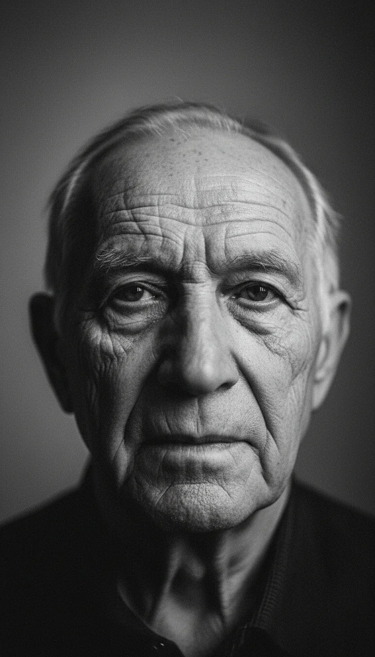 Older man with deep wrinkles and soulful eyes in soft Rembrandt light — black and white portrait prompt for Video Studio AI