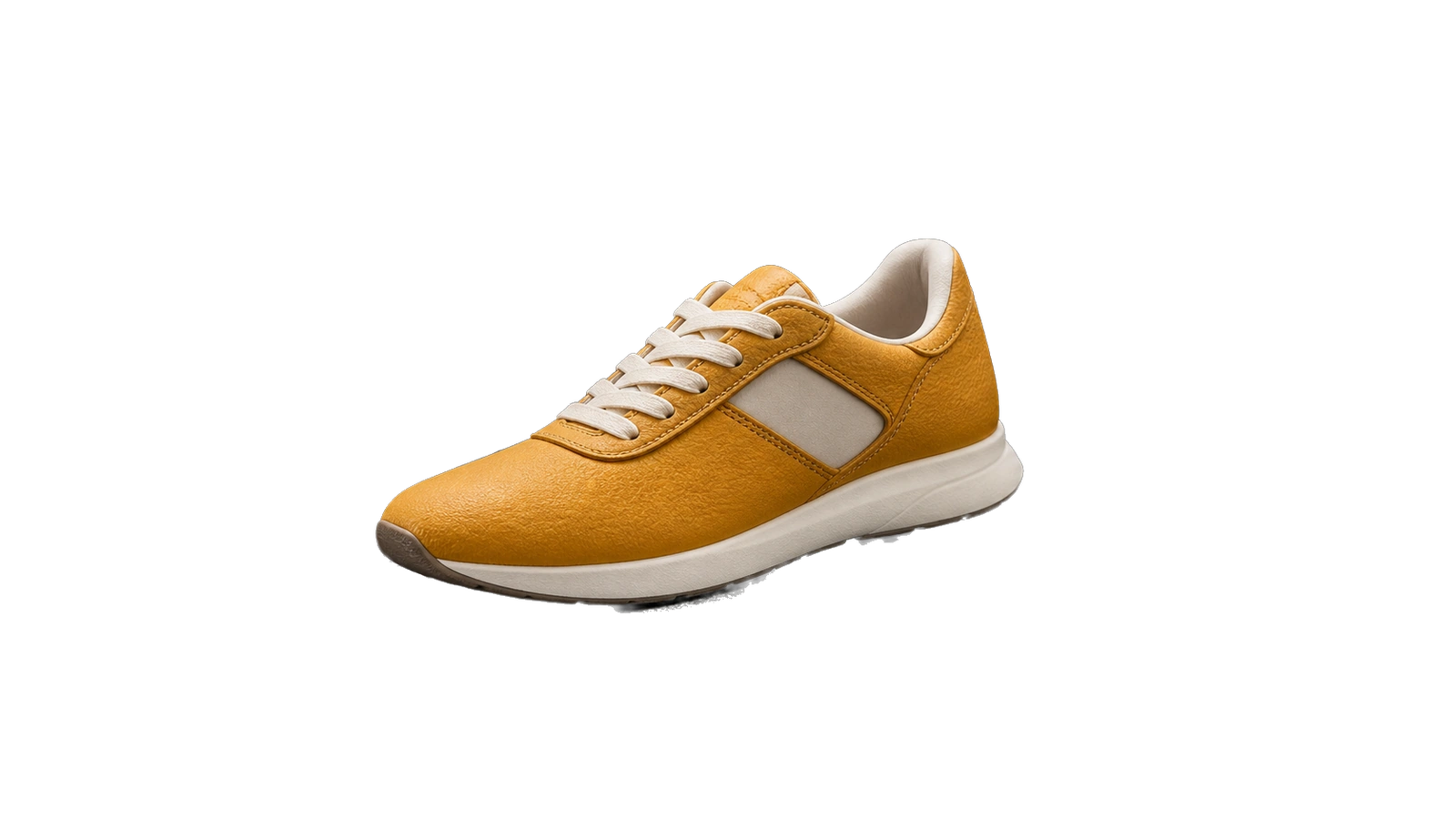 Nachher: Produktfoto eines gelben Sneakers vor und nach dem Entfernen des Hintergrunds