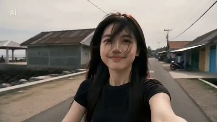 Handheld Indonesian summer vlog follows a woman through a village street