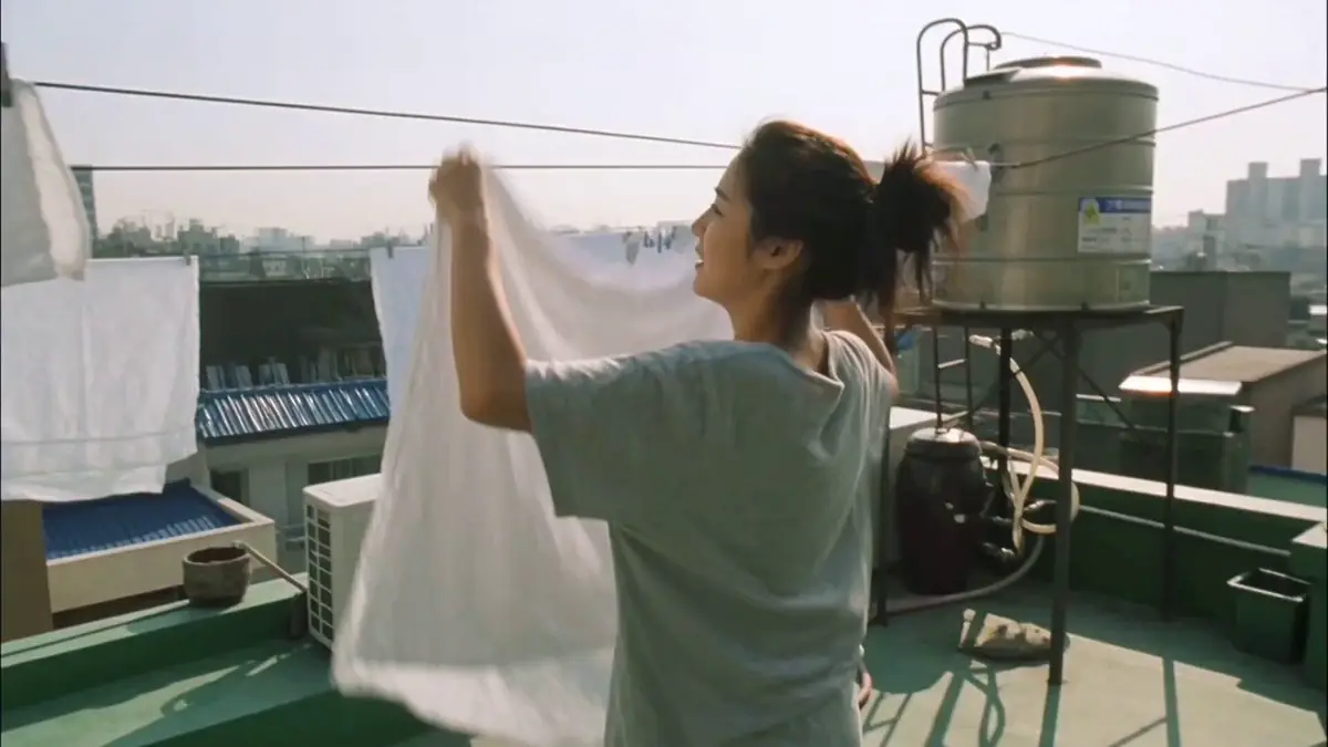 Seedance 2.0 video preview showing handycam style rooftop laundry scene
