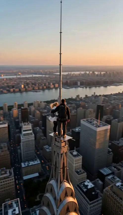 Seedance 2.0 video preview showing skyscraper antenna marriage proposal
