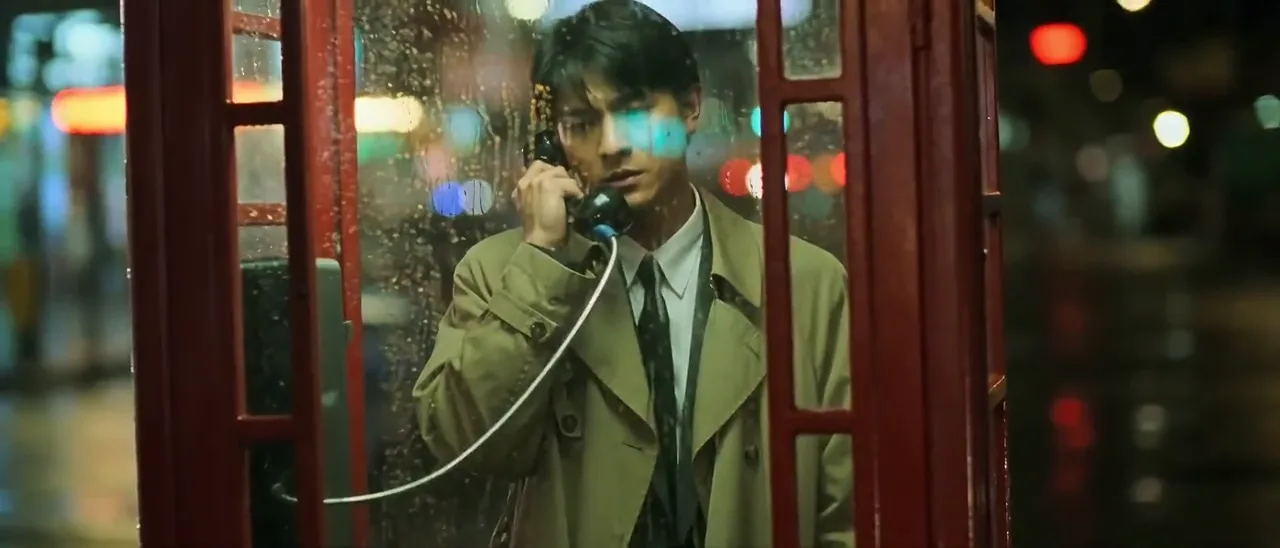 90s Hong Kong art cinema style rainy phone booth scene made with Seedance 2.0