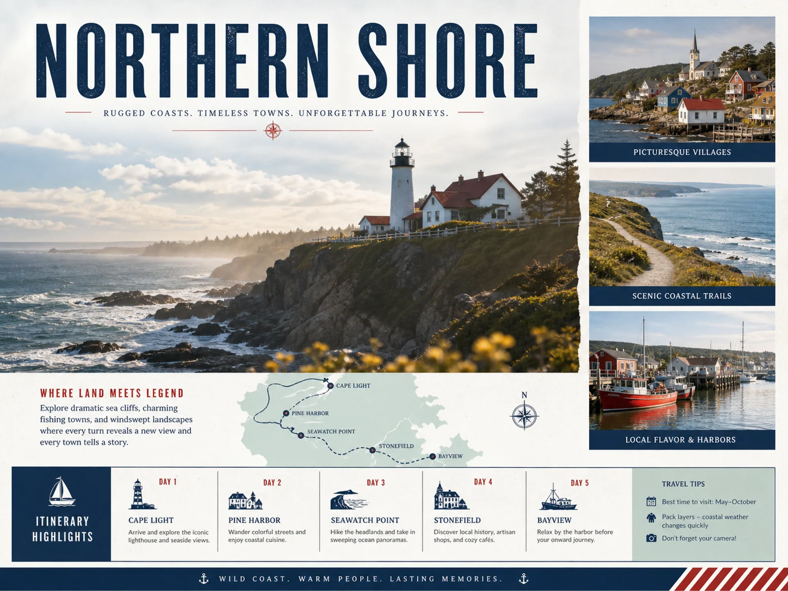 Coastal travel poster layout generated by Video Studio AI with Seedream 4.5