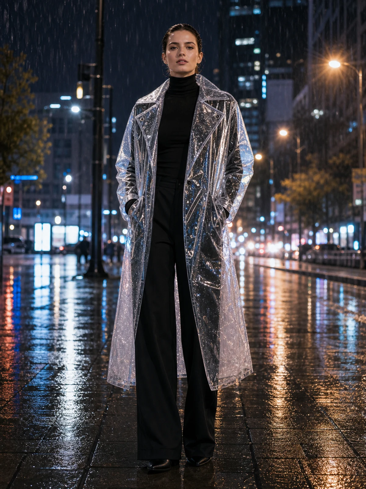 Transparent raincoat edit generated by Video Studio AI with Seedream 5.0 Lite