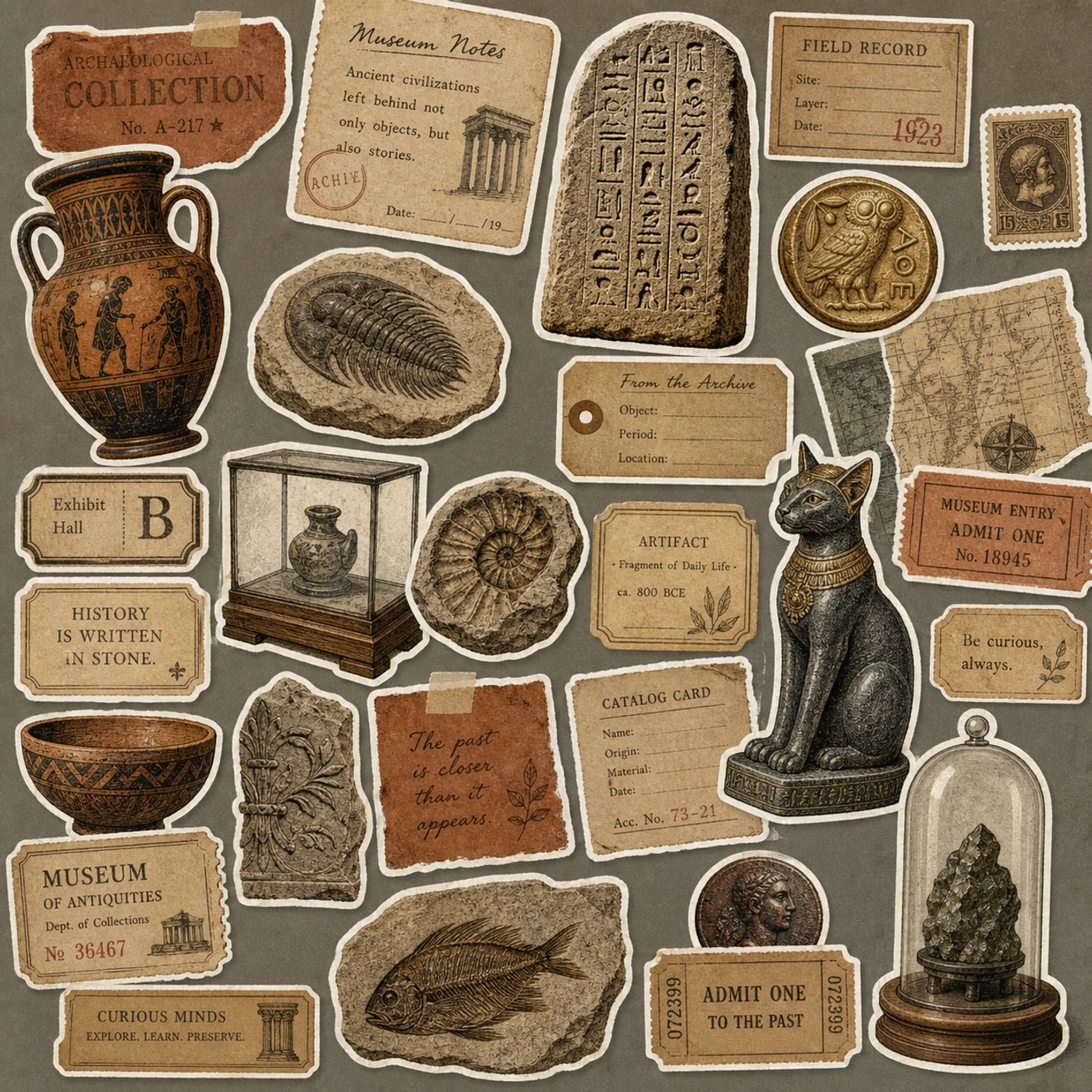 Museum sticker sheet generated by Video Studio AI with Seedream 5.0 Lite