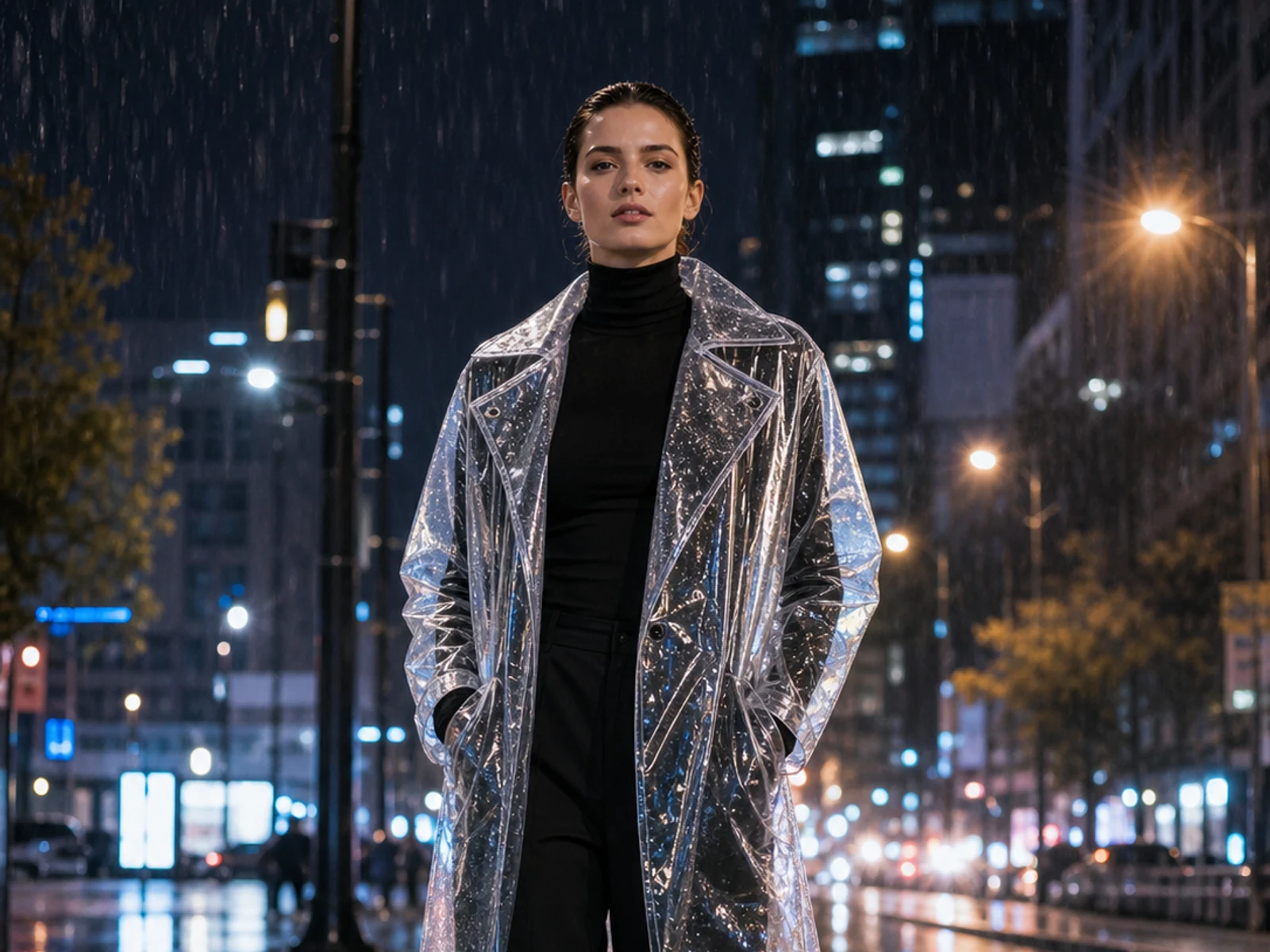 Transparent raincoat edit generated by Video Studio AI with Seedream 5.0 Lite