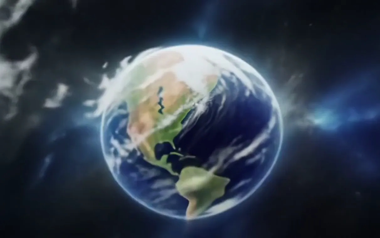 Esempio di video AI Earth Zoom In che zooma dalla Terra verso una scena esterna